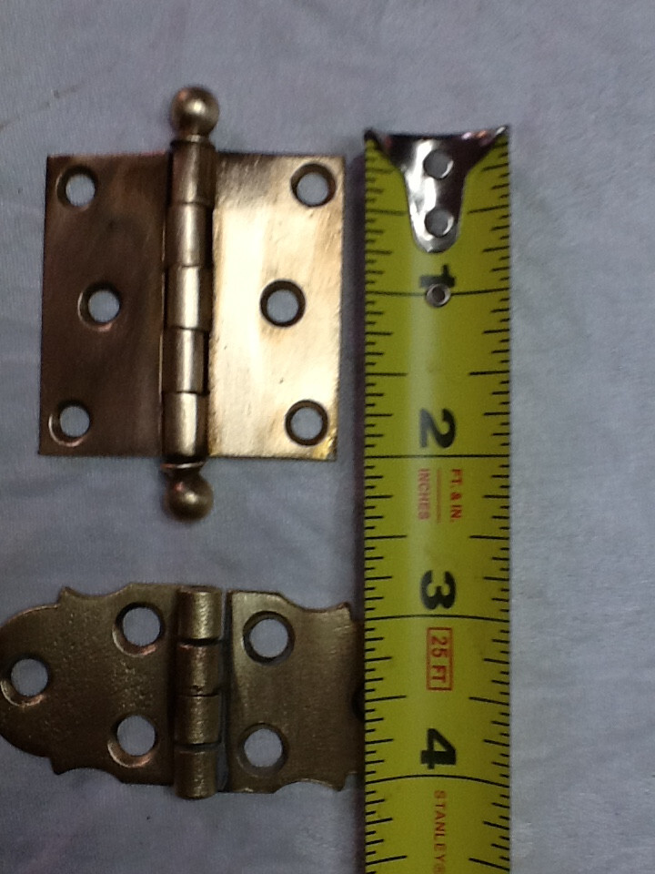 3 ASSORTED VINTAGE SOLID BRASS HINGES 051824g