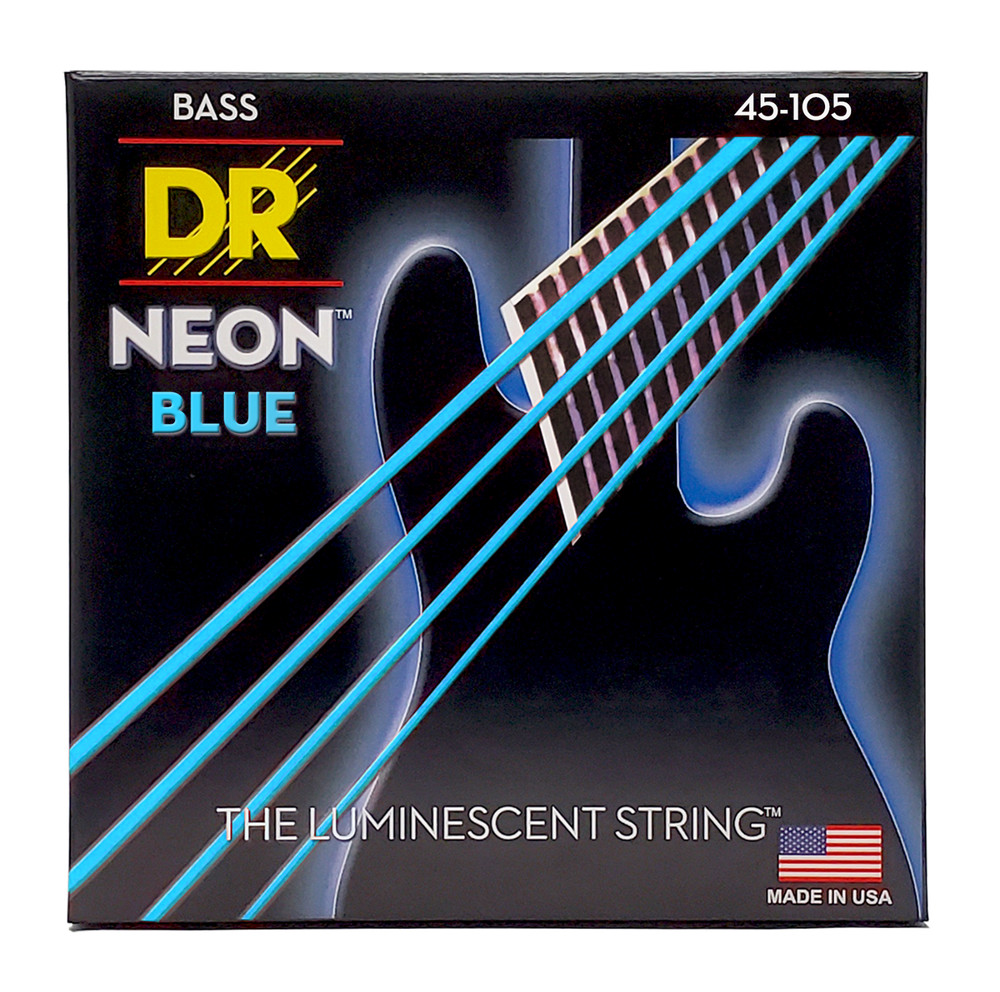 DR Strings Hi-Def Neon Blue Bass Strings Medium 45-105