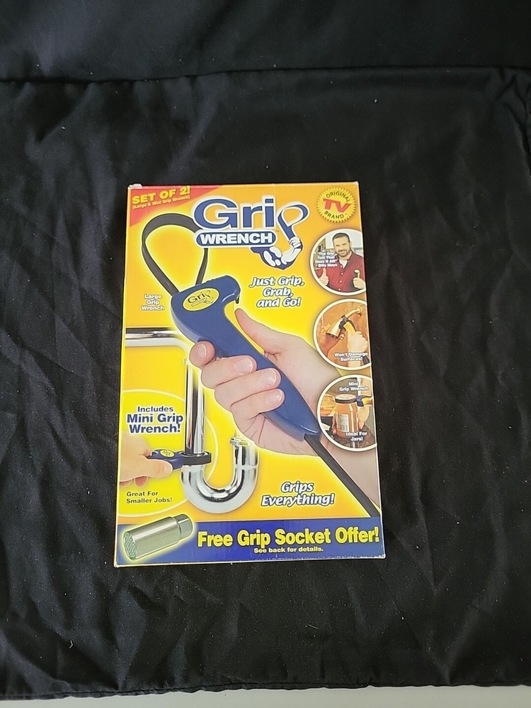 2-pc. GRIP WRENCH SET, ADJUSTABLE RUBBER STRAP