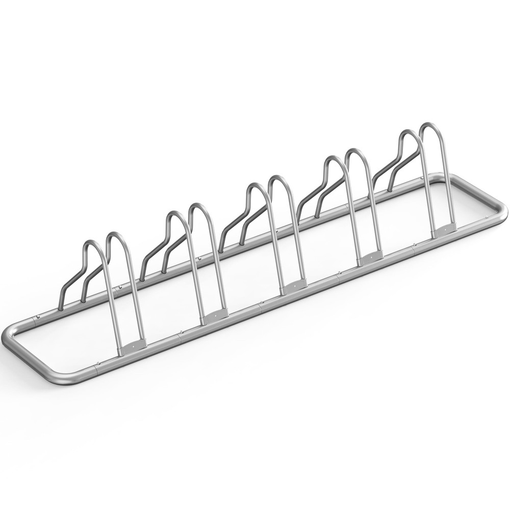 Bicycle Floor Parking Stand Adjustable Storage for 5 Bikes Silver