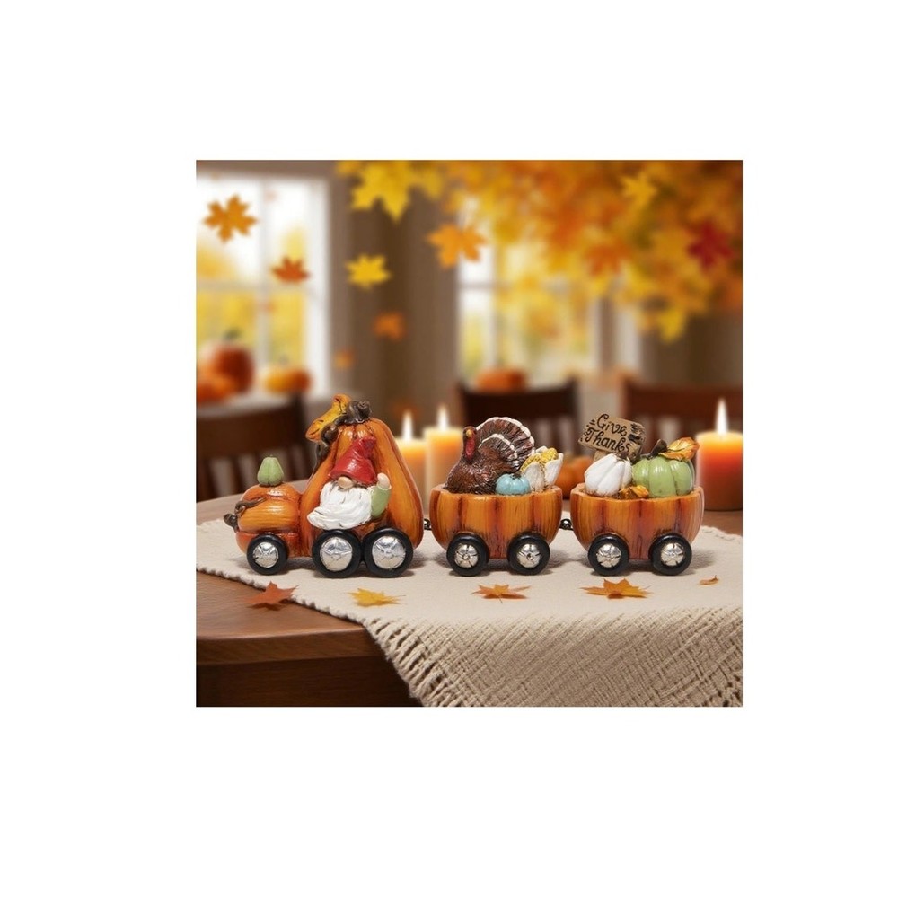 Pumpkin Express Train decorative figurine set