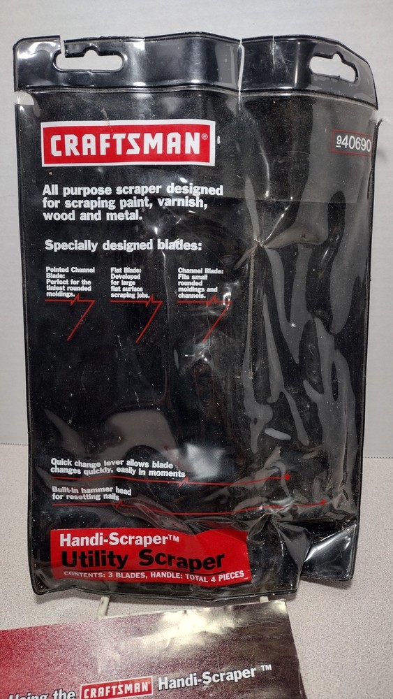 Craftsman Handi-Scraper 940690 Utility Scraper Handle, 3 Blades & Instructions (