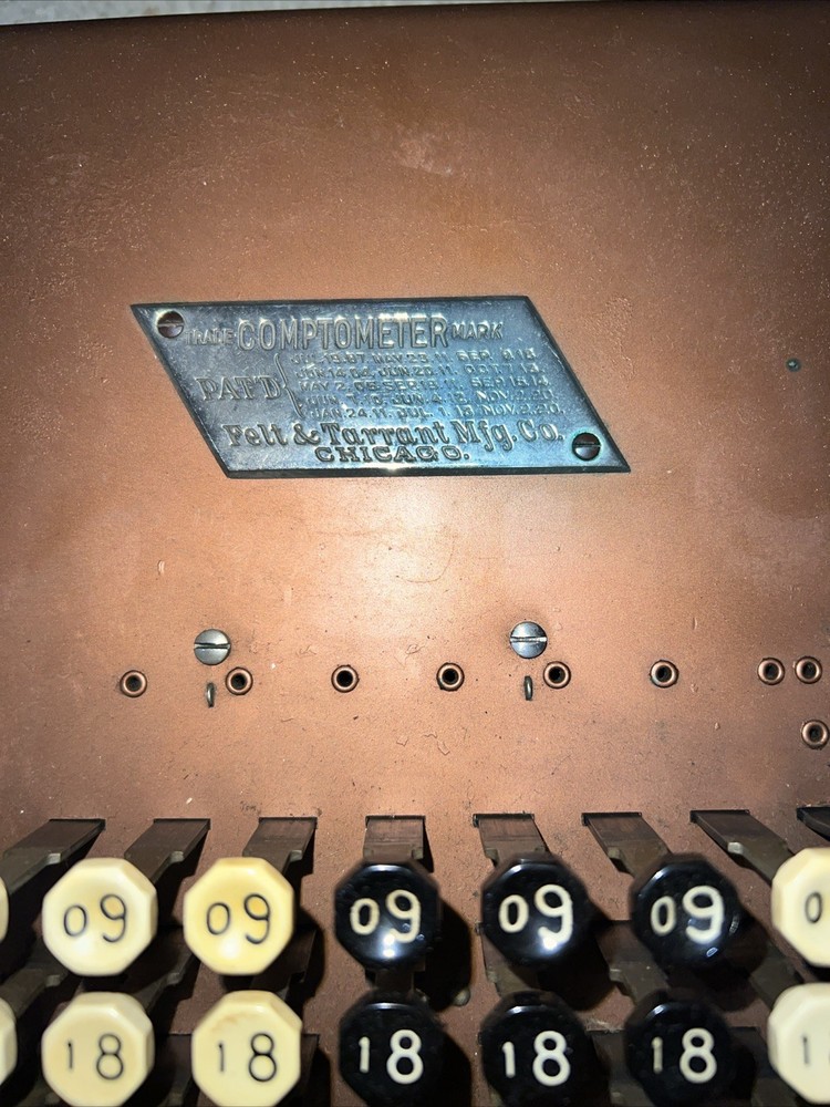 Felt &Tarrant MFG Co. Comptometer Trade Adding Machine Chicago USA