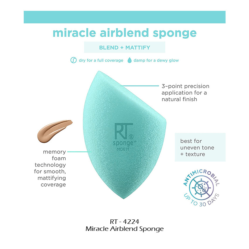 1 REAL TECHNIQUES Miracle Airblend Sponge + "RT - 4224" *Joy's cosmetics*