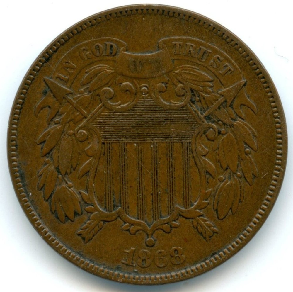 1868 U.S. Two Cent Piece - Extremely Nice Details, Must See