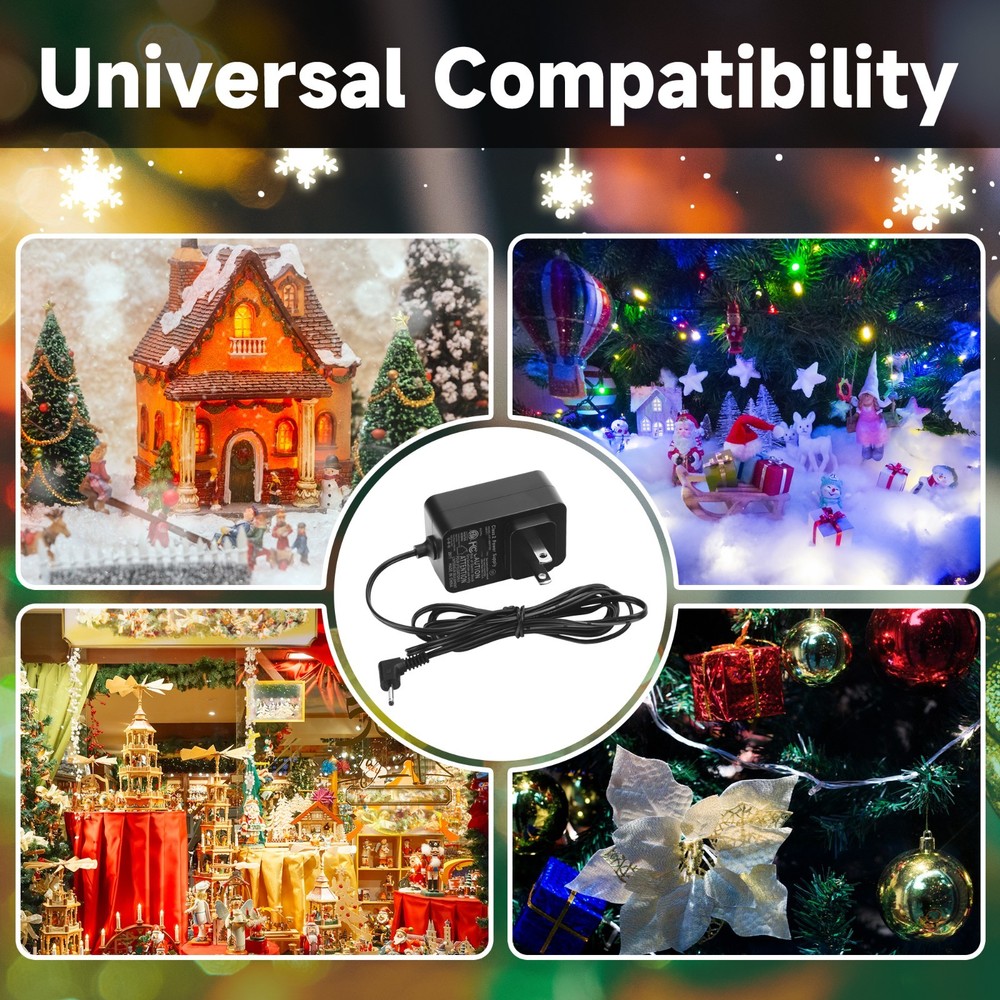 4.9FT+10FT Cable 7 Plug Power Adapter for Hallmark Magic Keepsake Ornaments