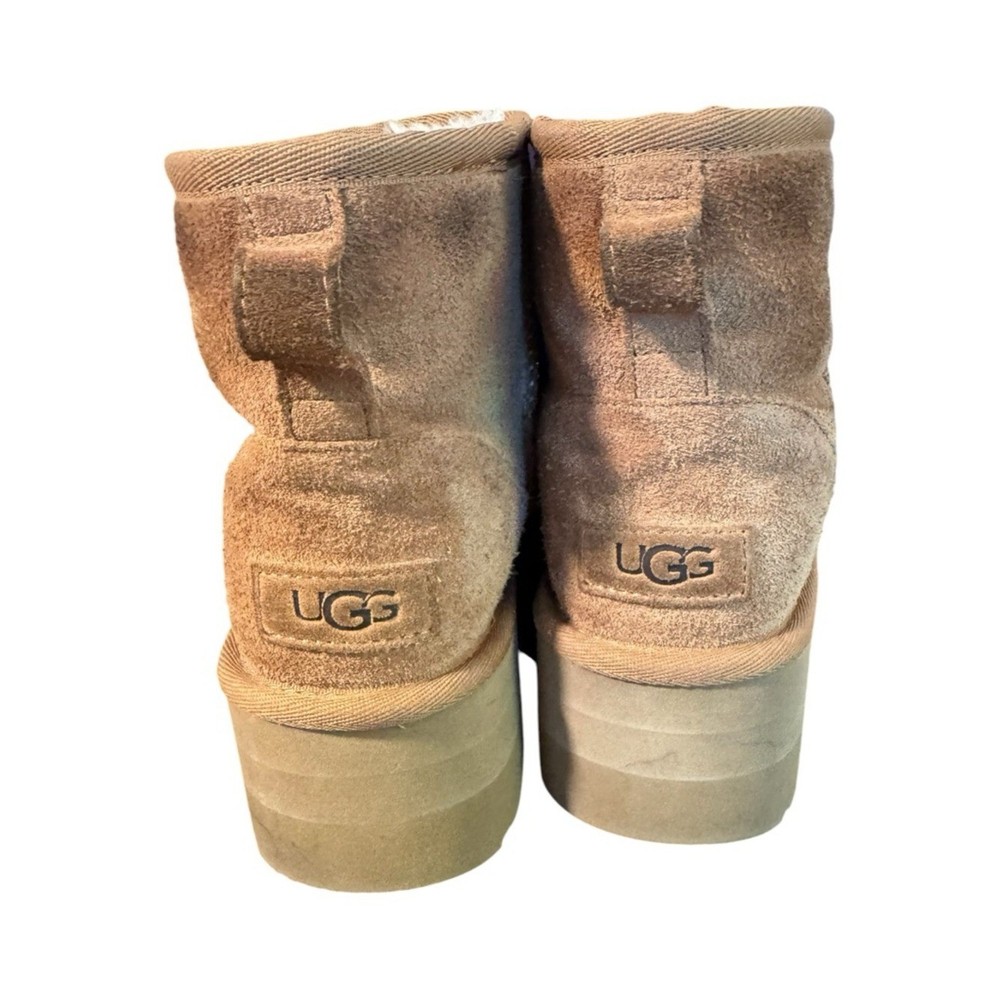 UGG Classic Mini Platform Boots Chestnut Size 5 Suede Shearling Lined