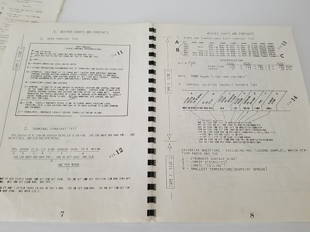 Vintage Flight Tech Pilot Exam Preptape Course. 1982
