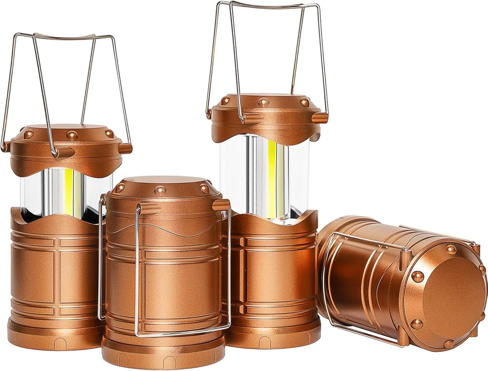Lichamp LED Camping Lantern, 4 Pack Battery Powered Flashlight for Power Gold