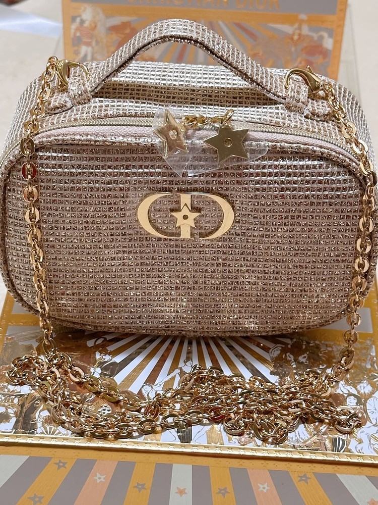 Dior Luxury Cosmetic Vanity Bag with Handle | Structured Case READ description !