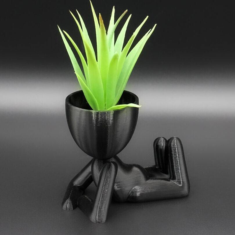 Laying Stick Figure Head Succulent Planter