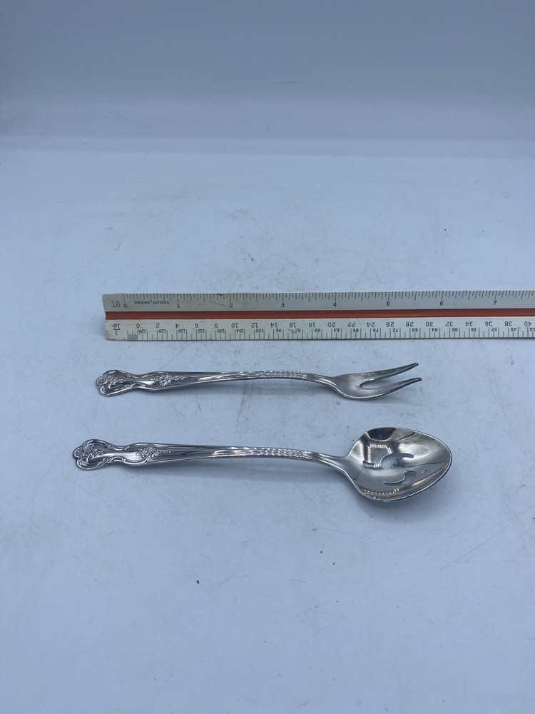 1847 Rogers Bros Silverplate Slotted Spoon & Pickle Fork