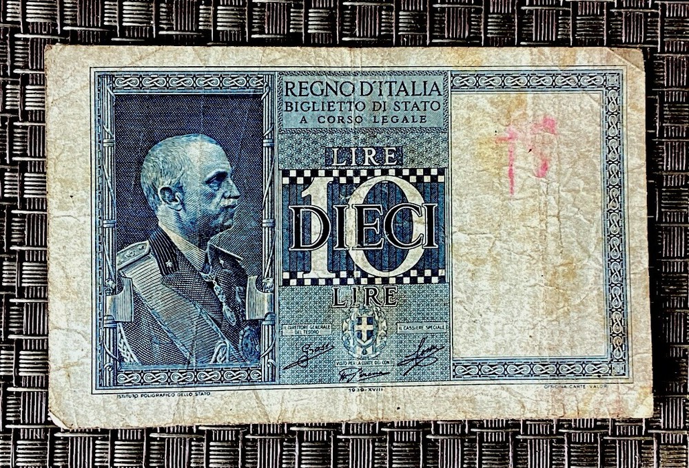 1939 Italy 10 Lire Small Note