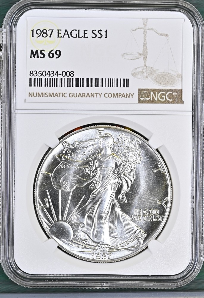 1987 Bullion Silver Eagles NGC MS-69
