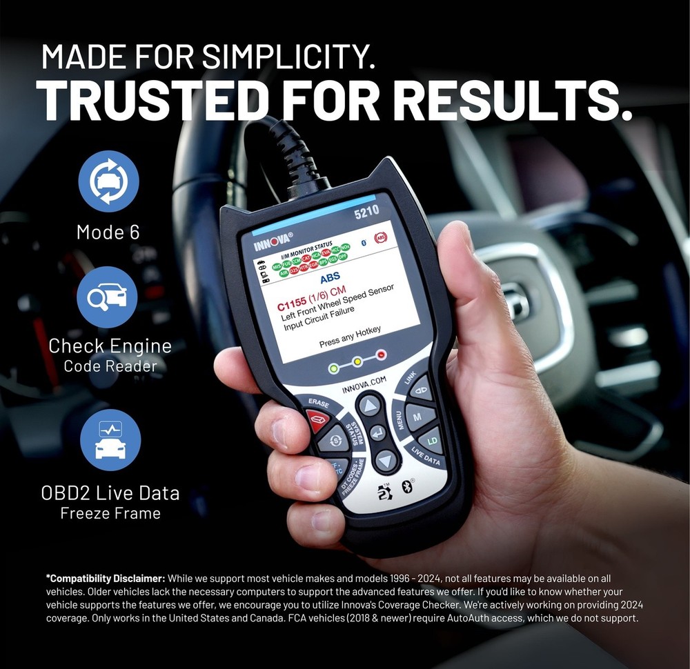 Innova 5210 OBD2 Scanner Code Reader Battery Test