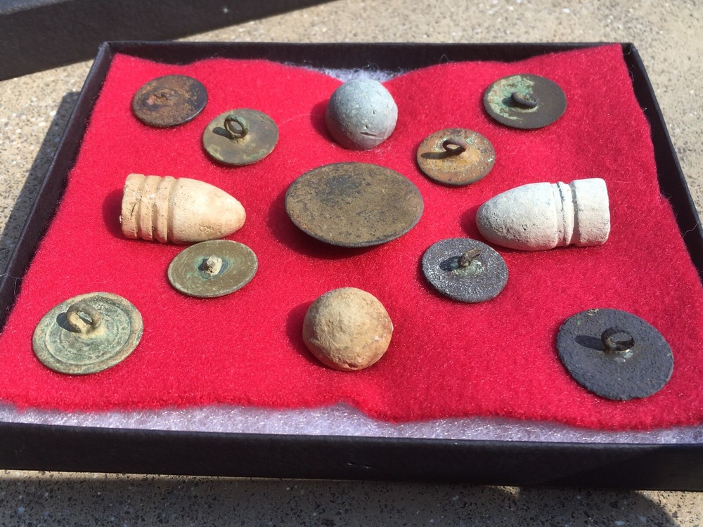 Civil War Relics Display Box, Genuine Artifacts - Richmond, Va