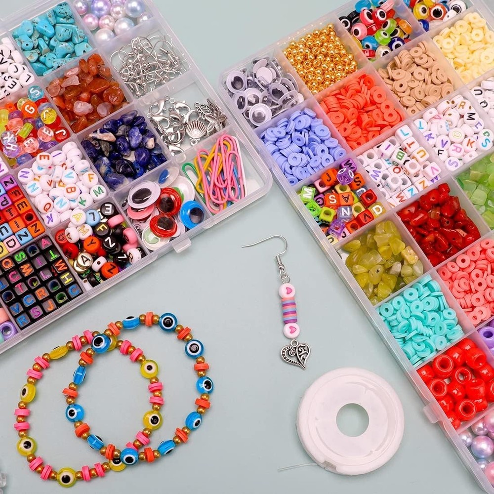 Elegant 28-Compartment Bead Organizer Box - Clear Plastic Crafts Storage
