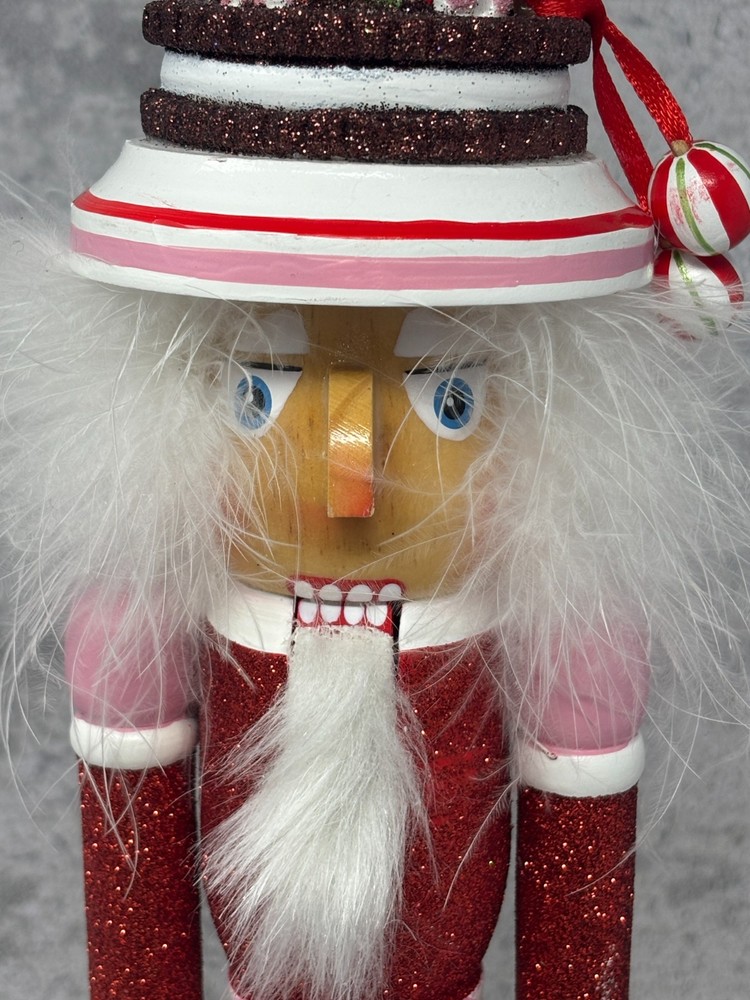 Adler Nutcracker Candy Gingerbread Cupcake Hat Pink Red Glitter Decor