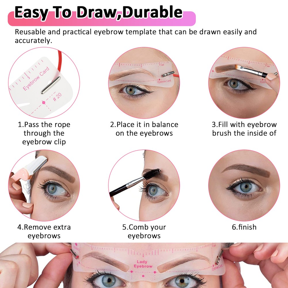 24PCS Eyebrow Stencils Shaper Grooming Kit Shaping Template Makeup Tool Reusable
