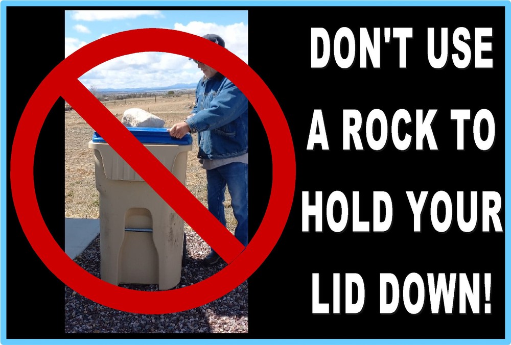 GRAVITY TRASH CAN LID LOCK, No Tools Required - Opens Automatically for Dumping