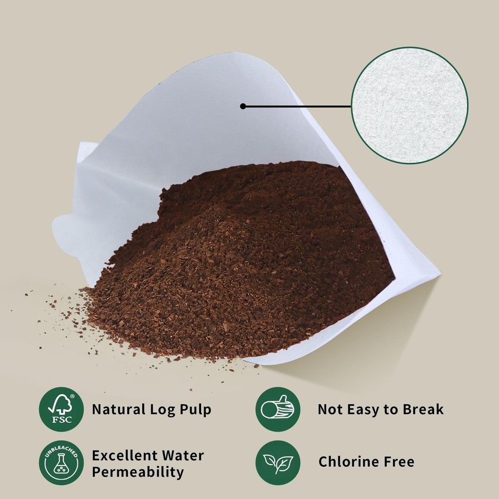 Disposable Coffee Paper Filters, 100 Pcs #4 Cone Replacement Filter for
