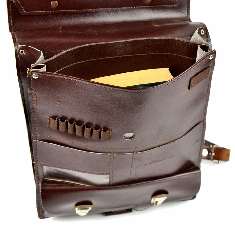 Original Czech army map case. Brown leather vinyl CZ military document case
