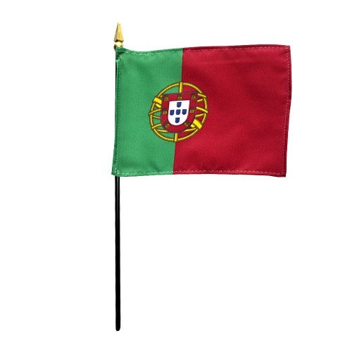 Portugal Polyester Miniature Tabletop Desk Flag 4" X 6" (12 Pack)