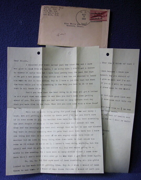 Three World War II Letters from Navy Man - Robert Pittman