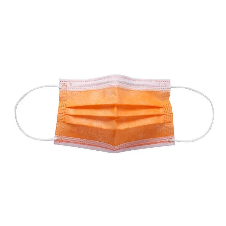 Face Mask Disposable Three Layer Covering, Protective Mask (Orange)- 50 Per Box.