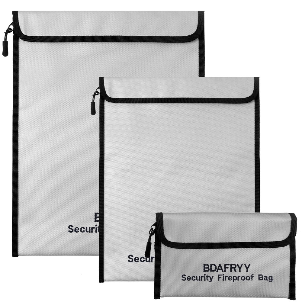 3 Pcs Fireproof Waterproof Money Important Document Bag(2000?),Fire Proof Bag fo