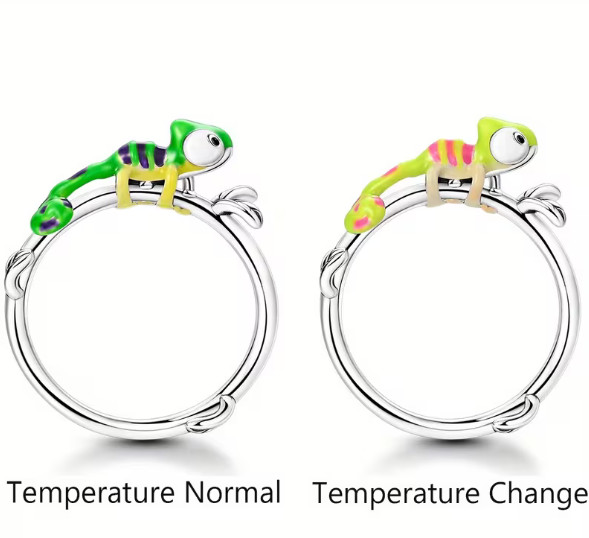 Chameleon mood color changing sterling silver ring