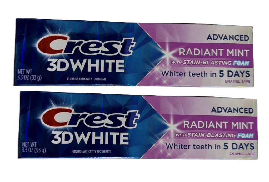 Crest 3D White Advanced Teeth Whitening Toothpaste - Radiant Mint  3.3 oz (2 pk)