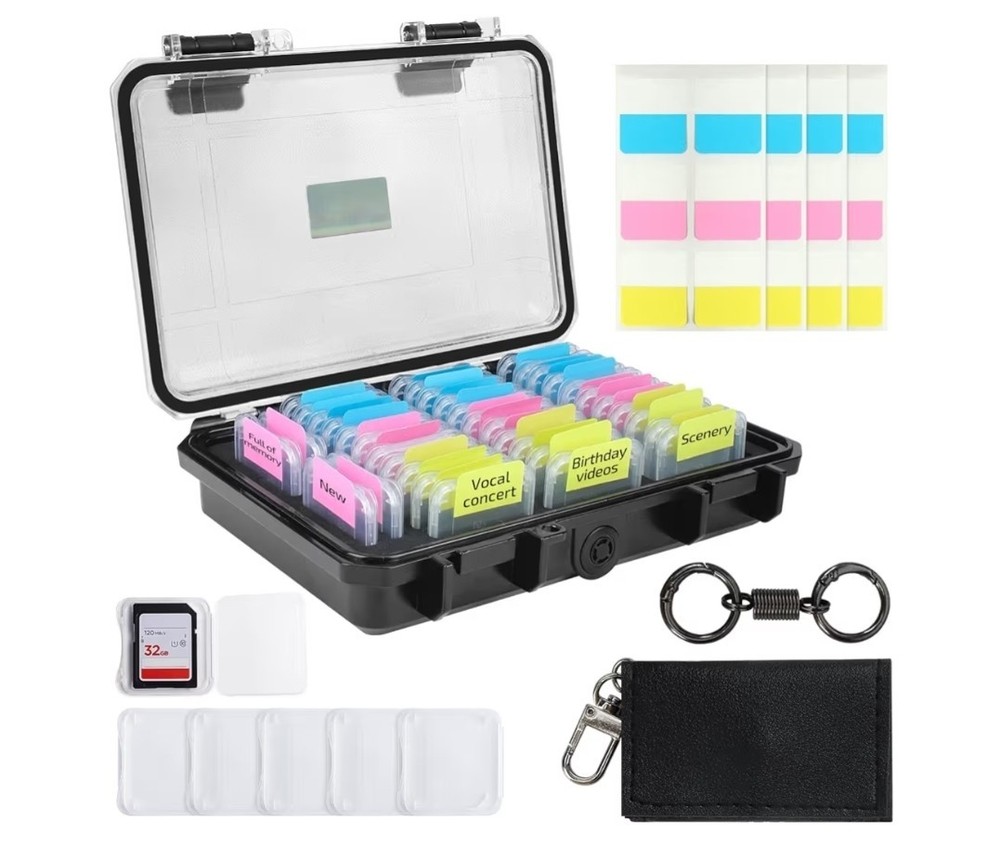 37 Slots Memory Card Case & 36 Transparent Card Cases & 60 Visual Sticky Note...