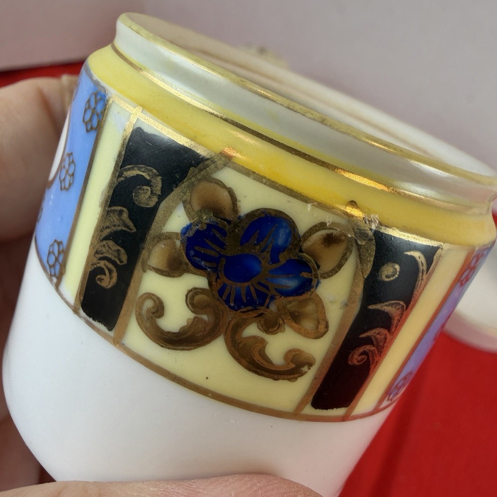 Noritake Lusterware Hand Painted Condiment Set Salt Pepper Jar Spoon Plate 6 Pc
