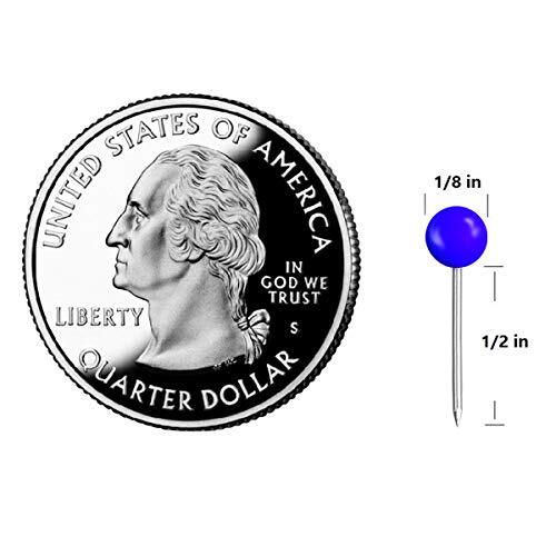 500 Pack Map Push Pins 1/8 Inch Blue Map Tacks Small Round Head Push Pins