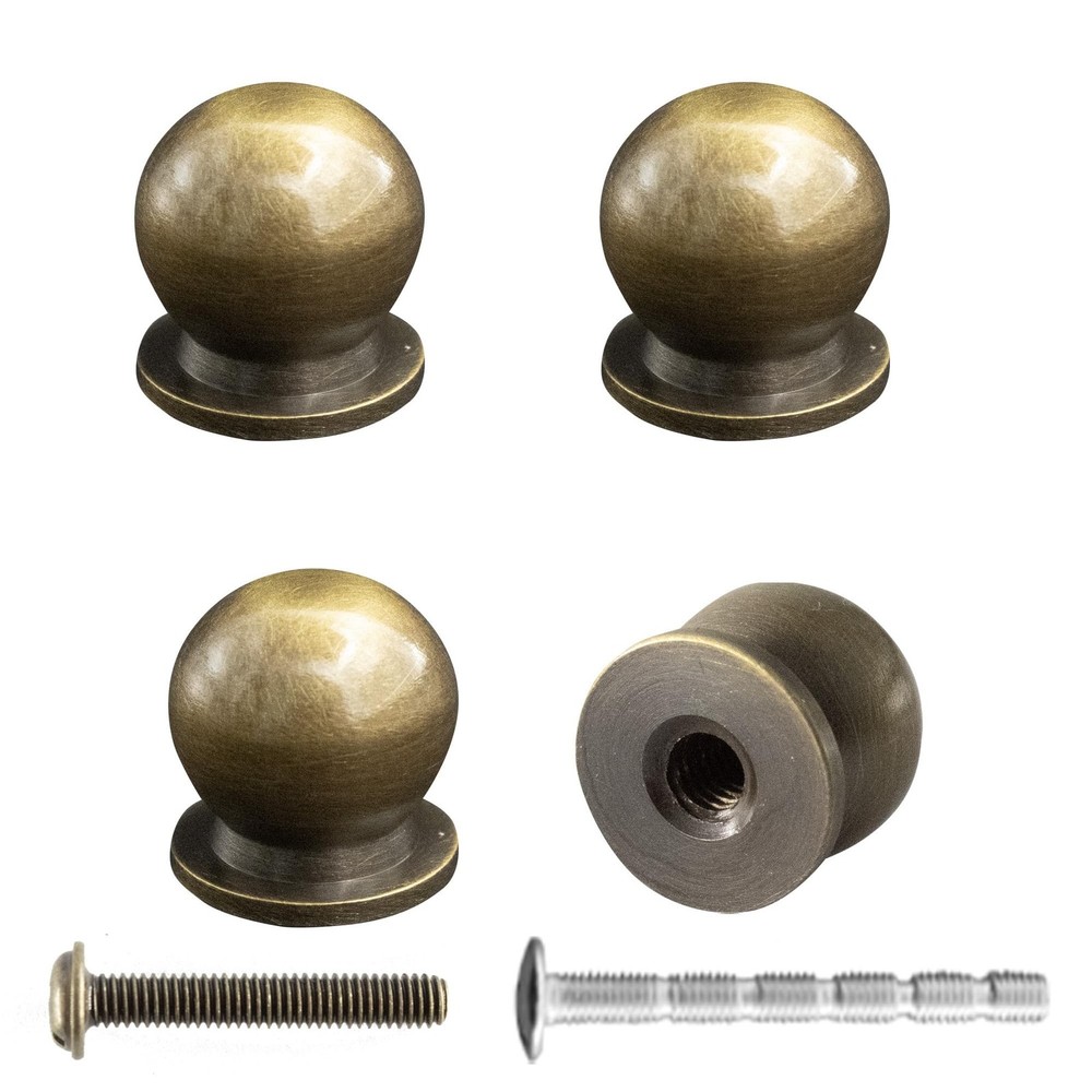 Mini Round Solid Brass Knobs, 5/8 Inch (16mm) Diameter Antique Metal Cabinet ...