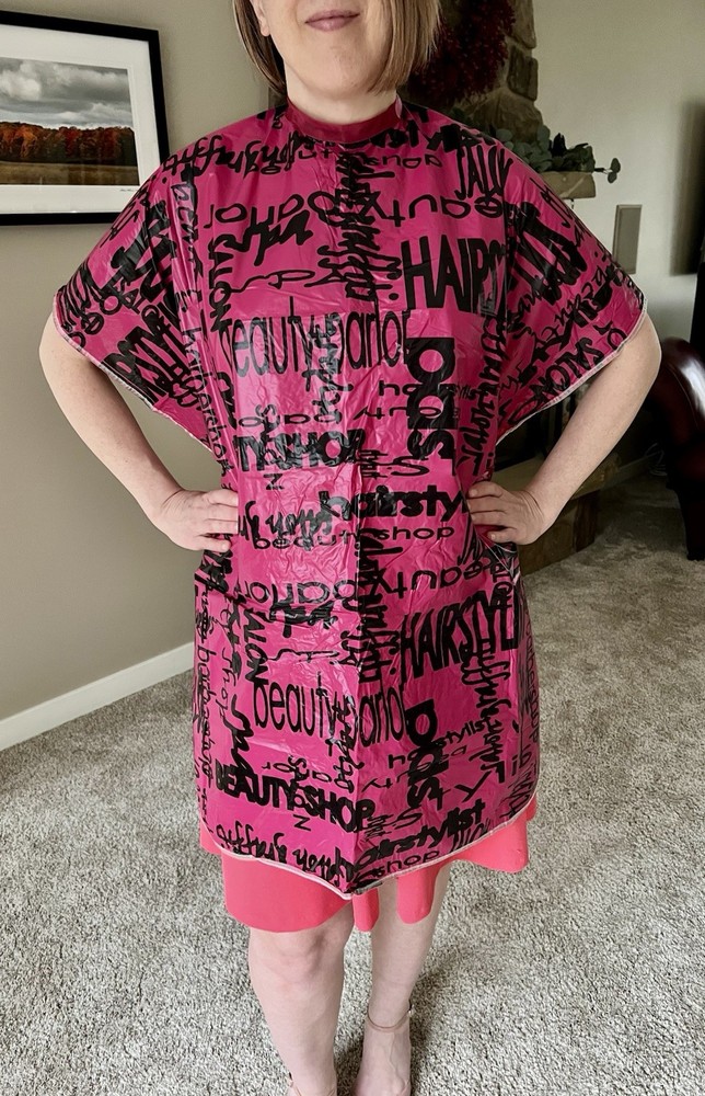 RARE 2000’s Andre Raspberry  Graffiti Vinyl Shampoo Cape