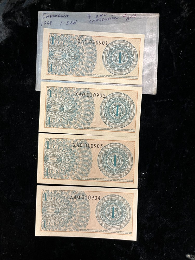 1964 Indonesia 1 Sen 4 Consecutive Notes