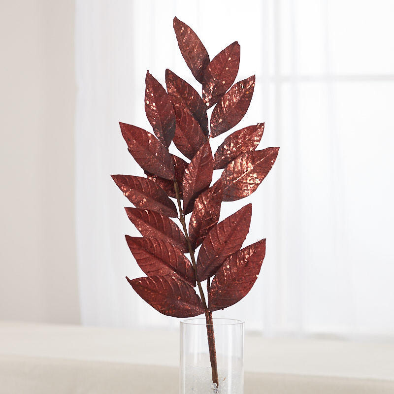 Group of 2 Bronze Glittered Artificial Leaf 23-1/2" Sprays
