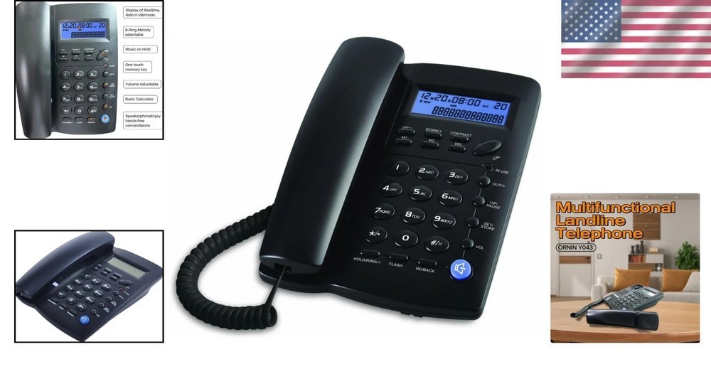Stylish Desk Phone with Caller ID & Speaker Function