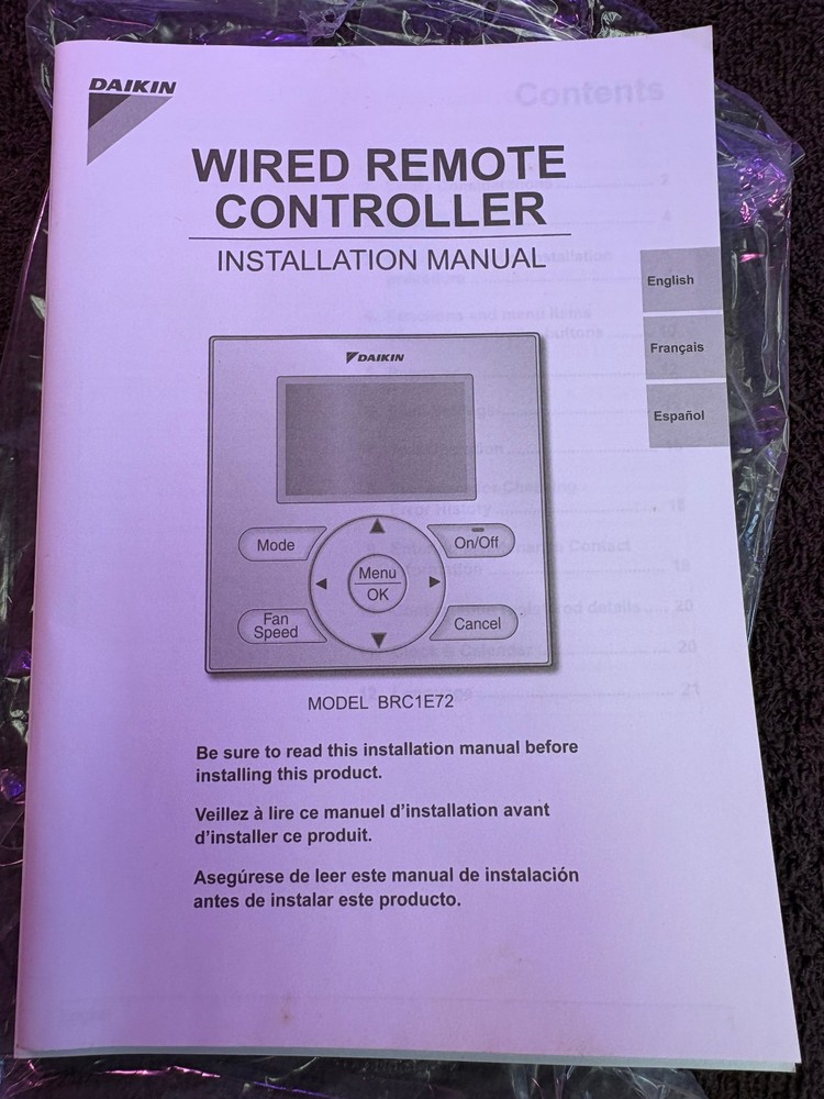 DAIKENBRC1E72WIRED REMOTE CONTROLLER