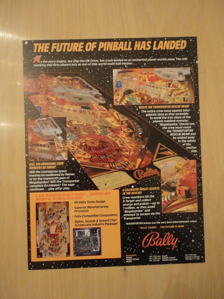 Transporter Pinball Flyer Bally Original Brochure