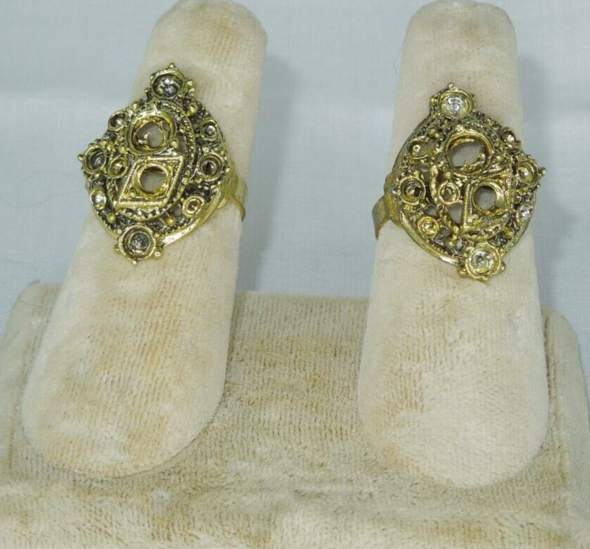 2 Ring Blanks Settings Cabochon Adjustable Antique gold Plated Brass 87U
