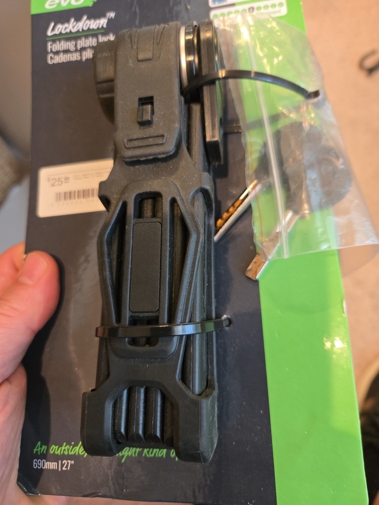 EVO Lockdown Folding Lock with 2 Keys and Mounting Bracket Black