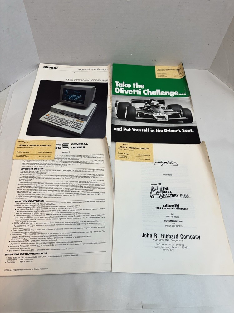 olivetti m20 personal computer manual booklets as pictured