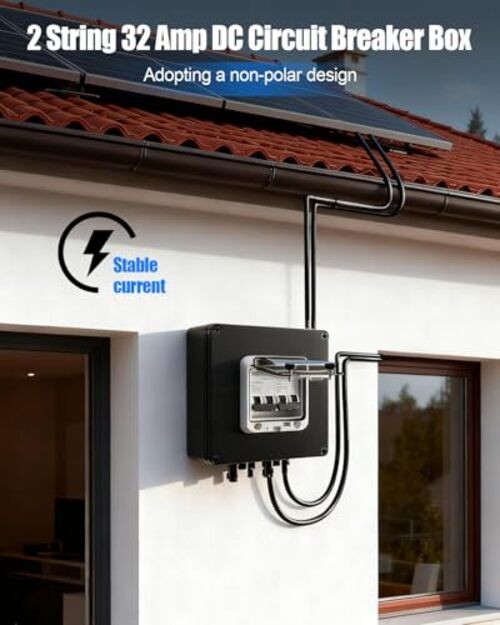 Solar Panel Disconnect Switch, 32A 1000V DC Circuit Breaker 2 String 32 Amp