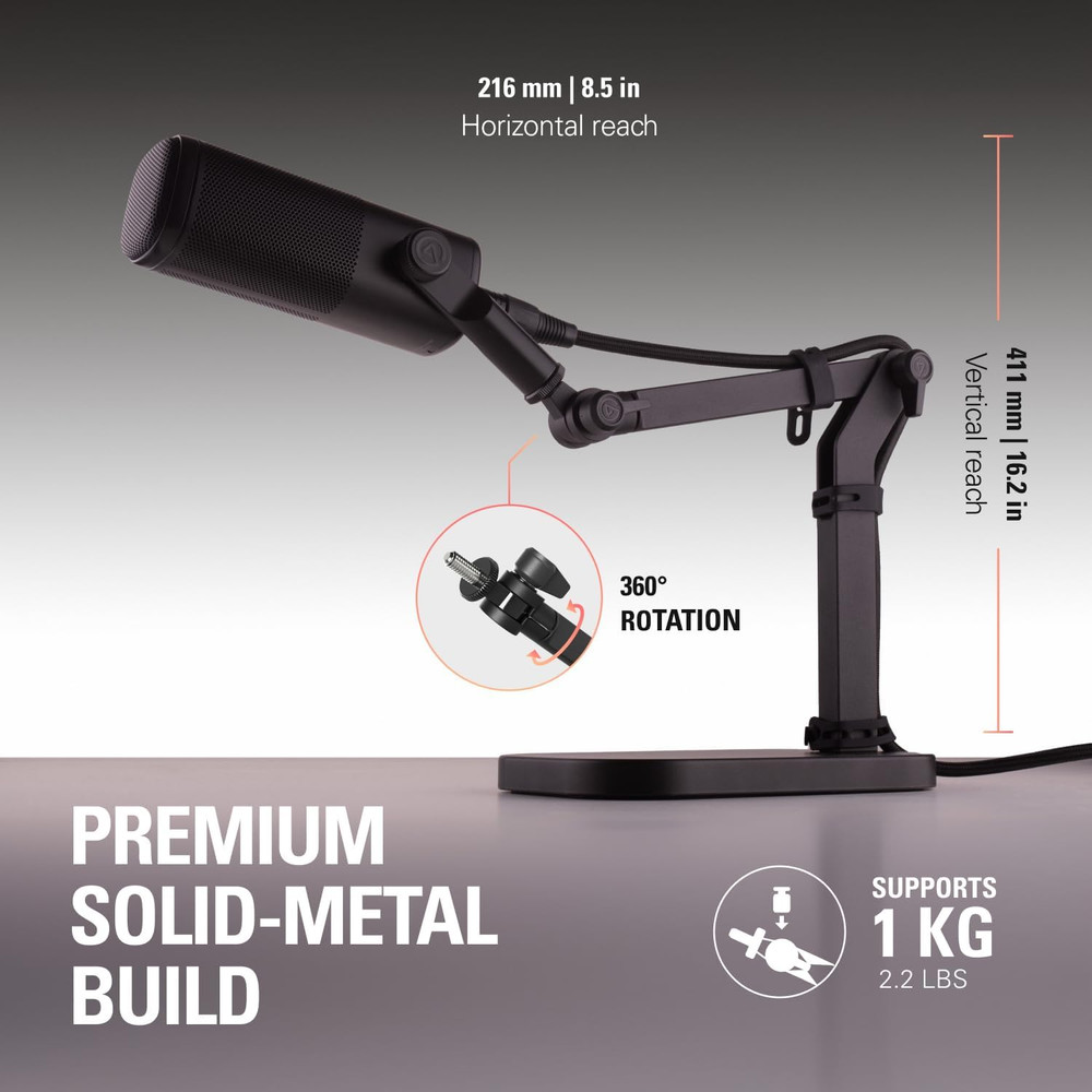 Wave Desk Stand - Adjustable Mounting Arm for Microphones, Works, Hyperx, Rode,