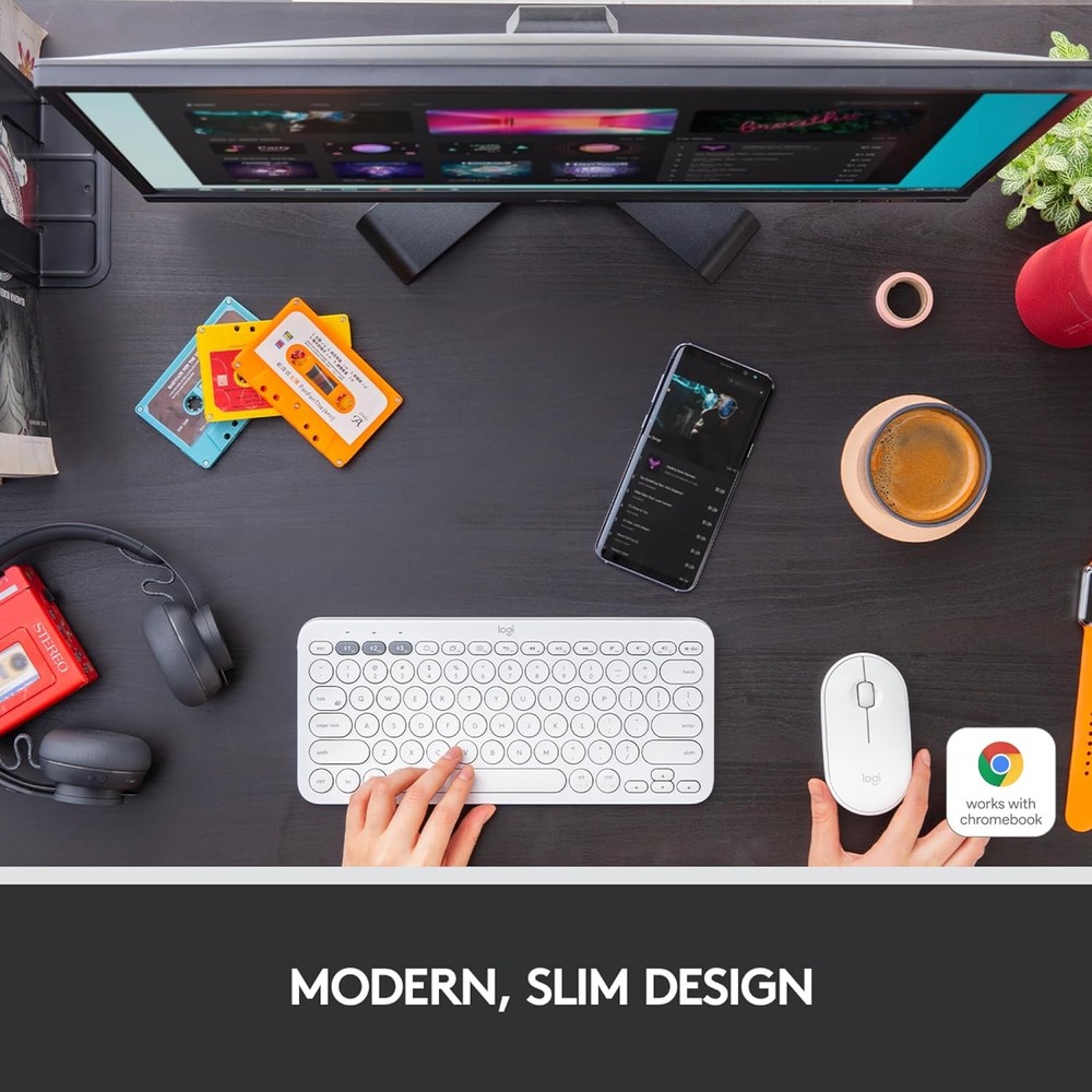 Logitech Slim Wireless Bluetooth Mouse White Optical Portable Mouse for Mac