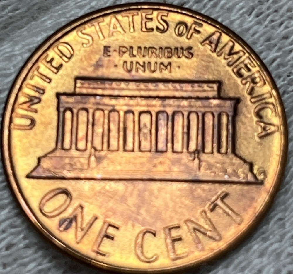 1975 Lincoln Penny Errors DDR Rainbow Toning Uncirculated