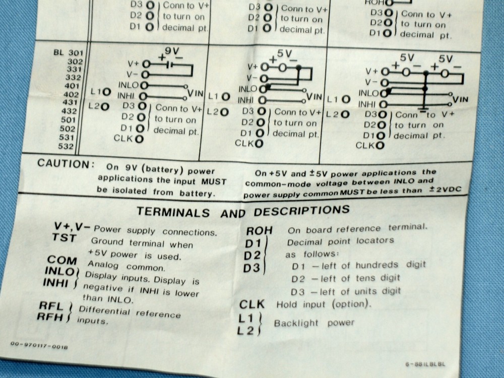 MODUTEC ~ MODEL # BL300301-01 ~ DIGITAL PANEL METER ~ NOS